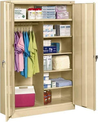 Tennsco - 6 Shelf Wardrobe Storage Cabinet - Steel, 48" Wide x 18" Deep x 78" High, Sand - USA Tool & Supply