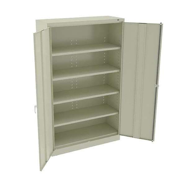 Tennsco - 6 Shelf Wardrobe Storage Cabinet - Steel, 48" Wide x 24" Deep x 78" High, Champagne/Putty - USA Tool & Supply