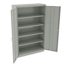 Tennsco - 5 Shelf Locking Storage Cabinet - Steel, 48" Wide x 18" Deep x 78" High, Light Gray - USA Tool & Supply