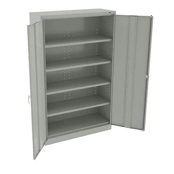 Tennsco - 6 Shelf Wardrobe Storage Cabinet - Steel, 48" Wide x 18" Deep x 78" High, Light Gray - USA Tool & Supply