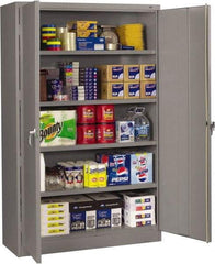 Tennsco - 5 Shelf Locking Storage Cabinet - Steel, 48" Wide x 18" Deep x 78" High, Medium Gray - USA Tool & Supply