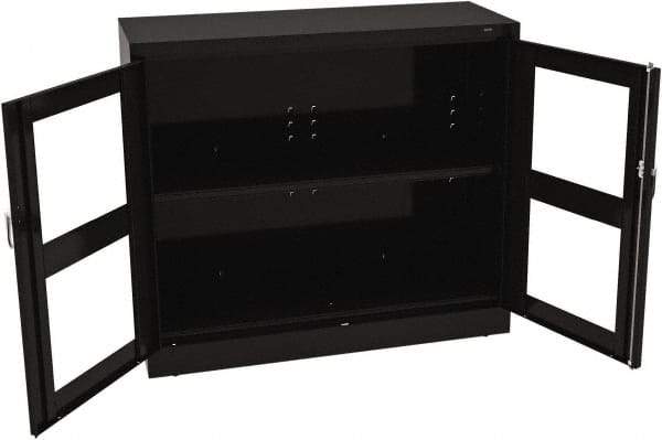 Tennsco - 2 Shelf Visible Storage Cabinet - Steel, 48" Wide x 18" Deep x 42" High, Black - USA Tool & Supply