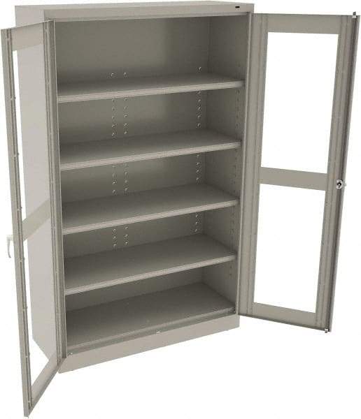 Tennsco - 5 Shelf Visible Storage Cabinet - Steel, 48" Wide x 18" Deep x 78" High, Light Gray - USA Tool & Supply
