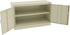 Tennsco - 2 Shelf Locking Storage Cabinet - Steel, 48" Wide x 18" Deep x 30" High, Champagne/Putty - USA Tool & Supply