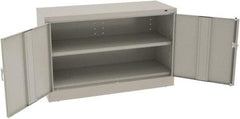 Tennsco - 2 Shelf Locking Storage Cabinet - Steel, 48" Wide x 18" Deep x 30" High, Light Gray - USA Tool & Supply