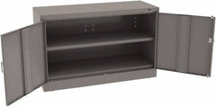 Tennsco - 2 Shelf Locking Storage Cabinet - Steel, 48" Wide x 18" Deep x 30" High, Medium Gray - USA Tool & Supply