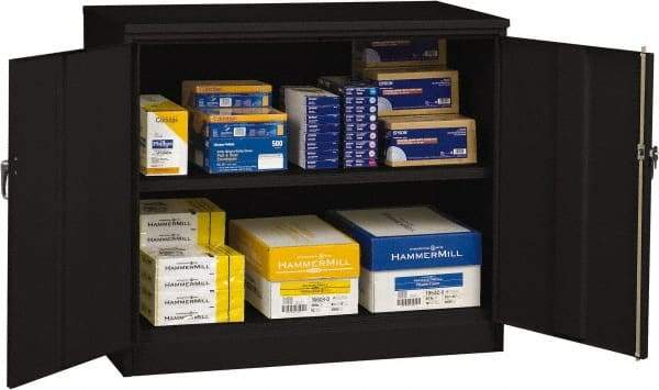 Tennsco - 2 Shelf Locking Storage Cabinet - Steel, 48" Wide x 24" Deep x 42" High, Black - USA Tool & Supply