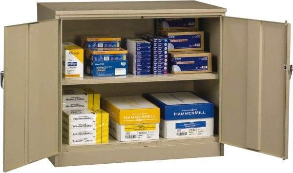 Tennsco - 2 Shelf Locking Storage Cabinet - Steel, 48" Wide x 24" Deep x 42" High, Sand - USA Tool & Supply