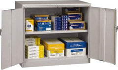 Tennsco - 2 Shelf Locking Storage Cabinet - Steel, 48" Wide x 24" Deep x 42" High, Light Gray - USA Tool & Supply