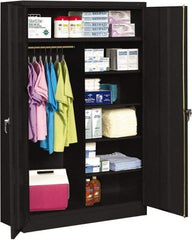 Tennsco - 6 Shelf Wardrobe Storage Cabinet - Steel, 48" Wide x 24" Deep x 78" High, Black - USA Tool & Supply