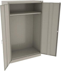 Tennsco - 2 Shelf Wardrobe Storage Cabinet - Steel, 48" Wide x 24" Deep x 78" High, Light Gray - USA Tool & Supply