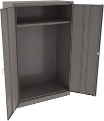 Tennsco - 2 Shelf Wardrobe Storage Cabinet - Steel, 48" Wide x 24" Deep x 78" High, Medium Gray - USA Tool & Supply