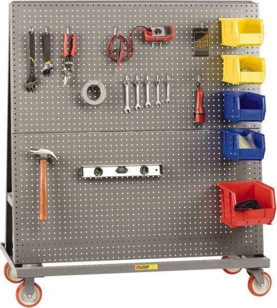Little Giant - 48" Wide x 56" High x 24" Deep, Pegboard Tool Cart, Double-Sided - 1,200 Lb Capacity, 32 Sq/Ft Surface Area - USA Tool & Supply