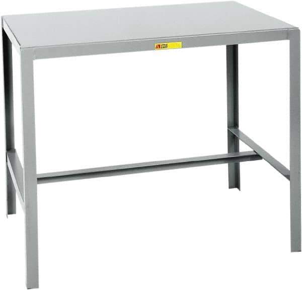 Little Giant - 36 Wide x 24" Deep x 36" High, Steel Machine Work Table - Straight Edge, Fixed Legs, Gray - USA Tool & Supply