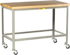 Little Giant - Butcher Block Top - Fixed Leg, Gray, 24" Deep - USA Tool & Supply