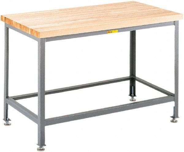 Little Giant - 24 Wide x 24" Deep x 32" High, Maple Butcher Block Top - Straight Edge, Fixed Legs With Adjustable Height Glides, Gray - USA Tool & Supply