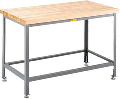 Little Giant - 24 Wide x 24" Deep x 32" High, Maple Butcher Block Top - Straight Edge, Fixed Legs With Adjustable Height Glides, Gray - USA Tool & Supply
