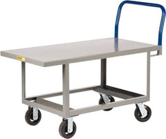 Little Giant - 2,000 Lb Capacity Steel 6-Wheeled Platform Truck - Steel Deck, 30" OAW, 60" Platform Length, Mold On Rubber Casters - USA Tool & Supply