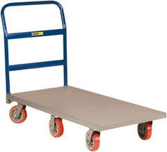 Little Giant - 3,600 Lb Capacity Steel 6-Wheeled Platform Truck - Steel Deck, 30" OAW, 48" Platform Length, Polyurethane Casters - USA Tool & Supply