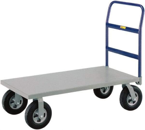 Little Giant - 1,500 Lb Capacity Steel Platform Truck - Steel Deck, 30" OAW, 48" Platform Length, Solid Rubber Casters - USA Tool & Supply