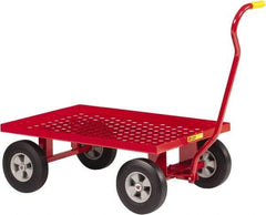 Little Giant - 1,200 Lb Capacity Steel Perforated Steel Deck Wagon Truck - Steel Deck, 24" OAW, Solid Rubber Casters - USA Tool & Supply