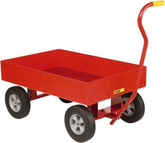 Little Giant - 1,200 Lb Capacity Steel 6 Inch Deep Steel Wagon Truck - Steel Deck, 24" OAW, Solid Rubber Casters - USA Tool & Supply