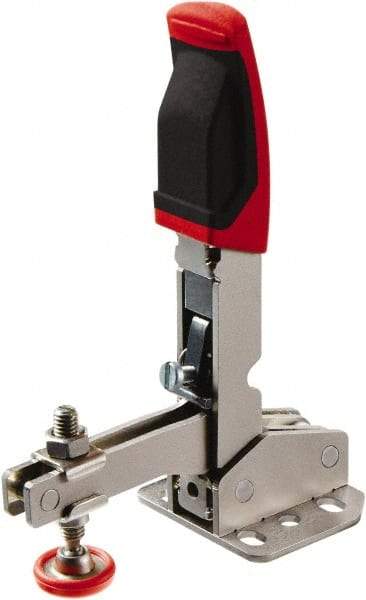Bessey - 450 Lb Holding Capacity, Vertical Handle, Manual Hold Down Toggle Clamp - 55° Handle Movement, 45° Bar Opening, U-Bar, Flanged Base, Carbon Steel - USA Tool & Supply