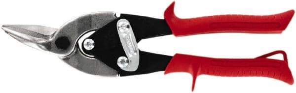 Midwest Snips - 1-1/4" Length of Cut, Left Pattern Aviation Snip - 10" OAL, 18 AWG Steel Capacity - USA Tool & Supply