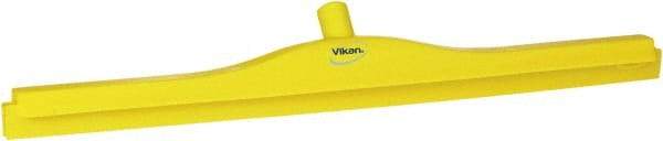 Vikan - 27.6" Polypropylene Blade Floor Squeegee Frame - Threaded End, Double Edge, Yellow, Polypropylene Holder - USA Tool & Supply