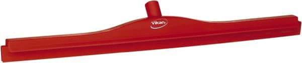 Vikan - 27.6" Polypropylene Blade Floor Squeegee Frame - Threaded End, Double Edge, Red, Polypropylene Holder - USA Tool & Supply