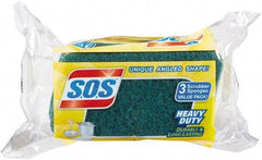 SOS - 4-1/2" Long x 2-1/2" Wide x 0.9" Thick Scouring Sponge - Heavy-Duty, Yellow/Green - USA Tool & Supply