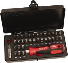 Wiha - Bit Set - 1/8 to 7/32" Hex, #1 to #3, 1/4" Drive, Phillips, Hex, Torx, Square, Pozidriv Point - USA Tool & Supply