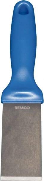 Remco - Stiff Stainless Steel Beveled Scraper - 1-1/2" Blade Width x 3-1/2" Blade Length, 5-13/32" Long Ergonomic Polypropylene Handle - USA Tool & Supply