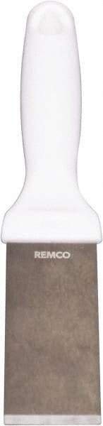 Remco - Stiff Stainless Steel Beveled Scraper - 1-1/2" Blade Width x 3-1/2" Blade Length, 5-13/32" Long Ergonomic Polypropylene Handle - USA Tool & Supply