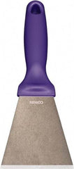 Remco - Stiff Stainless Steel Beveled Scraper - 3" Blade Width x 3-1/2" Blade Length, 5-13/32" Long Ergonomic Polypropylene Handle - USA Tool & Supply