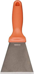 Remco - Stiff Stainless Steel Beveled Scraper - 3" Blade Width x 3-1/2" Blade Length, 5-13/32" Long Ergonomic Polypropylene Handle - USA Tool & Supply