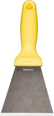 Remco - Stiff Stainless Steel Beveled Scraper - 3" Blade Width x 3-1/2" Blade Length, 5-13/32" Long Ergonomic Polypropylene Handle - USA Tool & Supply
