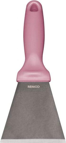 Remco - Stiff Stainless Steel Beveled Scraper - 1-1/2" Blade Width x 3-1/2" Blade Length, 5-13/32" Long Ergonomic Polypropylene Handle - USA Tool & Supply