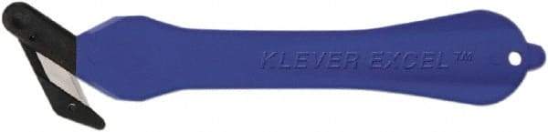 Klever Innovations - Fixed Safety Cutter - 1-1/4" Carbon Steel Blade, Blue Plastic Handle, 1 Blade Included - USA Tool & Supply