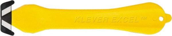 Klever Innovations - Fixed Safety Cutter - 1-1/4" Carbon Steel Blade, Yellow Plastic Handle, 1 Blade Included - USA Tool & Supply