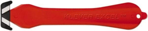 Klever Innovations - Fixed Safety Cutter - 1-1/4" Carbon Steel Blade, Red Plastic Handle, 1 Blade Included - USA Tool & Supply