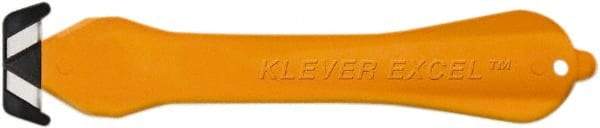 Klever Innovations - Fixed Safety Cutter - 1-1/4" Carbon Steel Blade, Orange Plastic Handle, 1 Blade Included - USA Tool & Supply