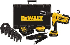 DeWALT - 4 Ton Electric Crimper - Includes DCE200, (2) DCB204, DCE115, Shoulder Strap, (5) 1/2 - 2" Crimping Heads, Kit Box - USA Tool & Supply