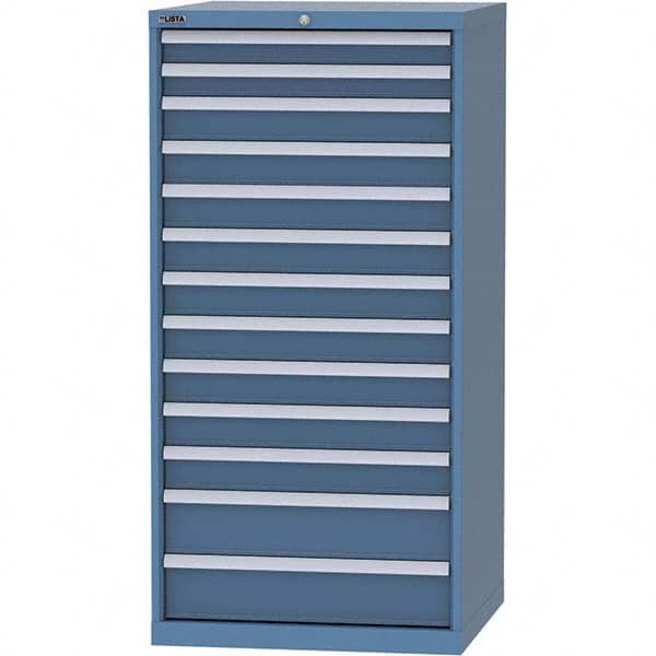 LISTA - 13 Drawer, 124 Compartment Bright Blue Steel Modular Storage Cabinet - USA Tool & Supply