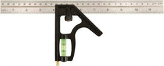 Johnson Level & Tool - 2 Piece, 12" Combination Square Set - 1/8, 1/16 & 1/32" (Inch/Metric) Graduation, Stainless Steel Blade, Cast Zinc Head - USA Tool & Supply