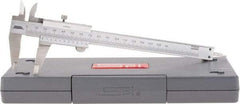 SPI - 0 to 150mm Stainless Steel Vernier Caliper - 0.02mm Graduation, 1.57" Jaw Depth, 0.02" Accuracy, Includes NIST Traceability Certificate - USA Tool & Supply