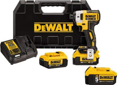 DeWALT - 20 Volt, 1/4" Drive, 20, 125, 152 Ft/Lb Torque, Cordless Impact Driver - 1000, 2800, 3250 RPM, Lithium-Ion Battery Included - USA Tool & Supply