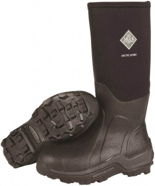 Honeywell - Men's Size 11 Wide Width Steel Knee Boot - Black, Neoprene Upper, Rubber Outsole, 16" High, Pull-On, Waterproof - USA Tool & Supply