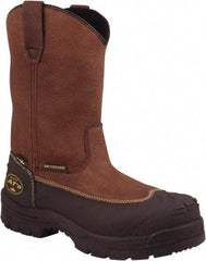OLIVER - Men's Size 6 Wide Width Steel Rigger - Brown, Leather Upper, Polyurethane/Rubber Outsole, 10" High, Pull-On - USA Tool & Supply