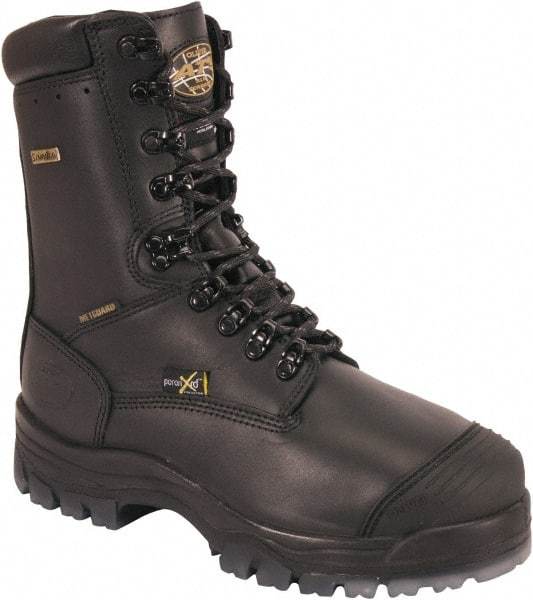 OLIVER - Men's Size 8 Wide Width Composite Work Boot - Black, Leather Upper, Rubber Outsole, 14" High, Lace-Up, Waterproof - USA Tool & Supply